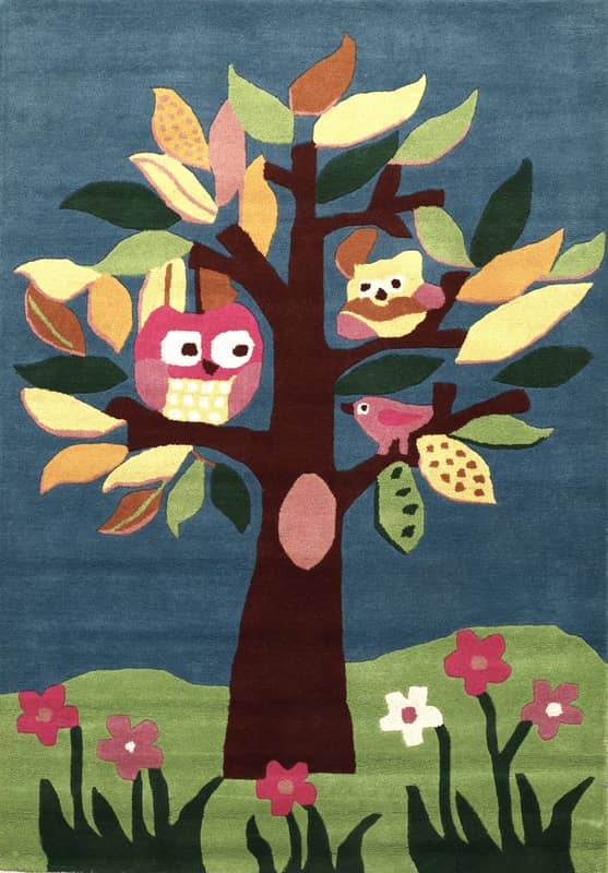 Kinderzimmer Teppich Baum mit Eulen 243x170_0