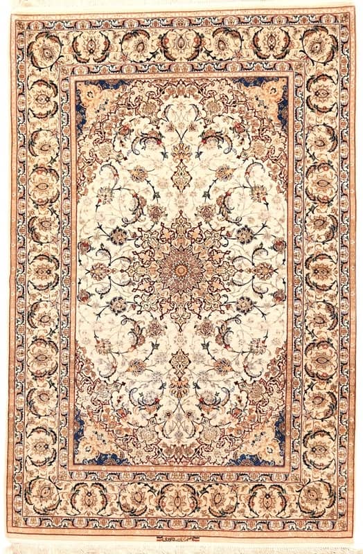 Isfahan Signiert Davari Seidenkette Teppich 227x150 - Image 1