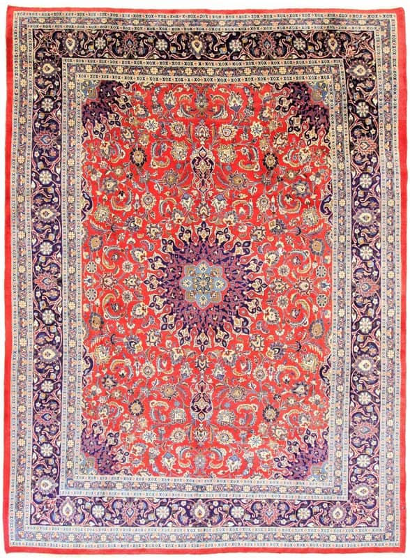 Teppich aus Mashhad mit rotem Hintergrund 400x290_0