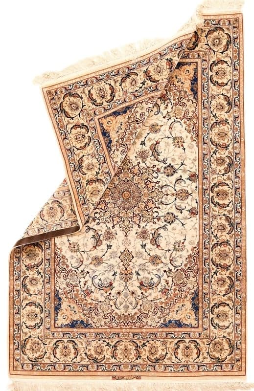 Isfahan Signed Davari Silk Warp Carpet 227x150 - Image 2