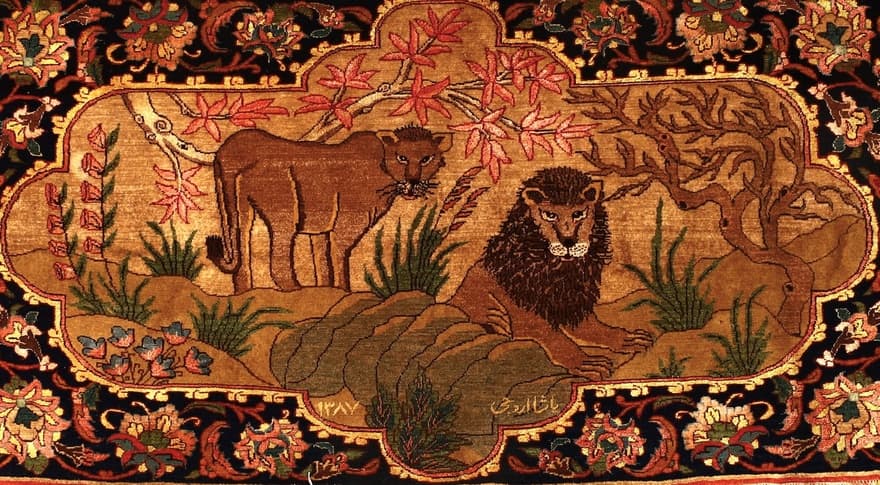Senneh Yasha oruje Seidenkette Teppich  122x60 - Image 4