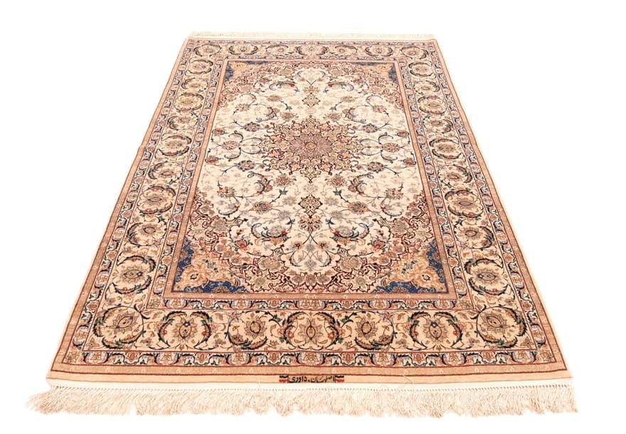Isfahan Signed Davari Silk Warp Carpet 227x150 - Image 3