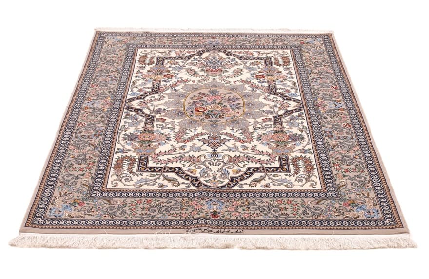Isfahan Mausori Seidenkette Teppich  195x131