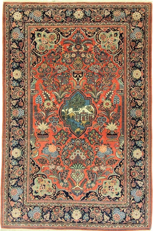Antique Kashan Carpet  213x138