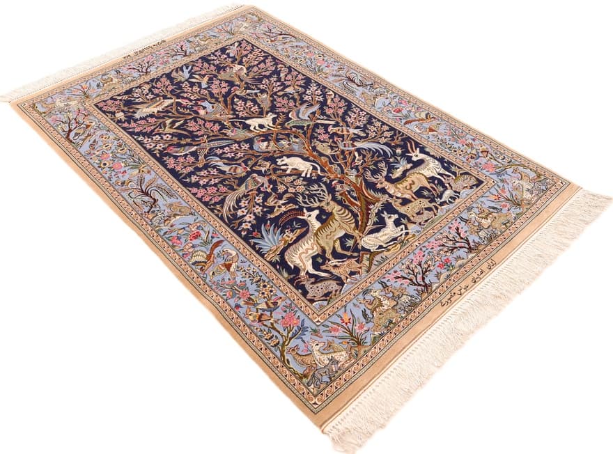 Isfahan Mansori Silknkette Carpet  151x102 - Image 3