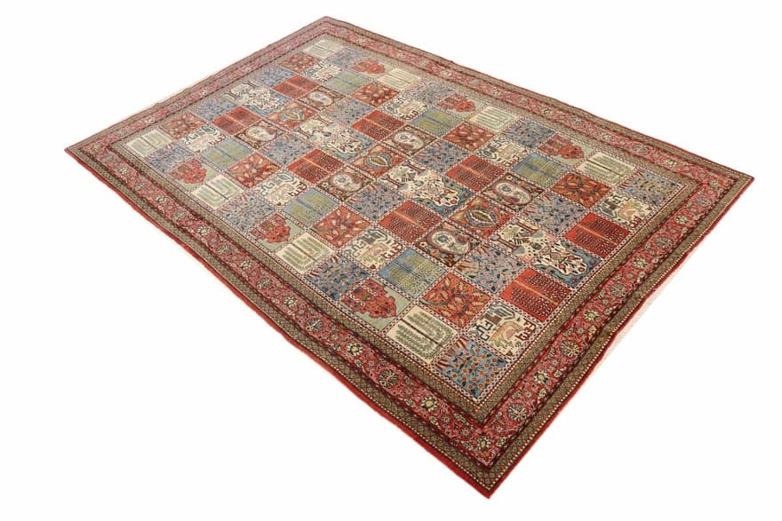 Handgeknüpfter Qom Antik-Perserteppich 337x214 cm