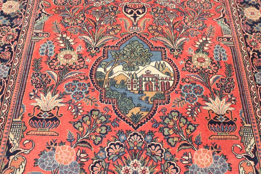 Antique Kashan Carpet  213x138