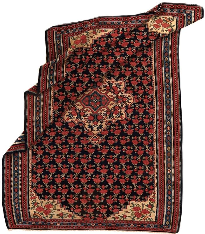 Antike Kelim Senneh Teppich 205x140 - Image 6