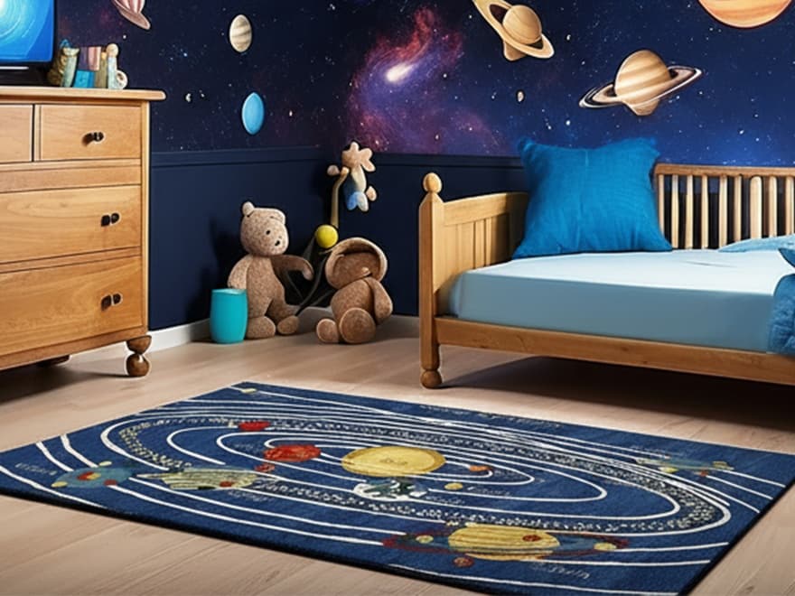 Kinderzimmer Teppich Weltraum  Sonnensystem Design 242x170 - Image 2