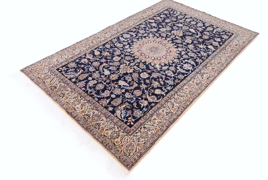 Nain 6 La -Teppich – dunkelblau handgewebt  205x128