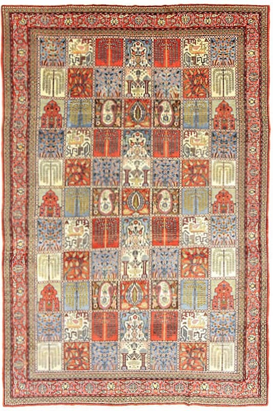 Handgeknüpfter Qom Antik-Perserteppich 337x214 cm