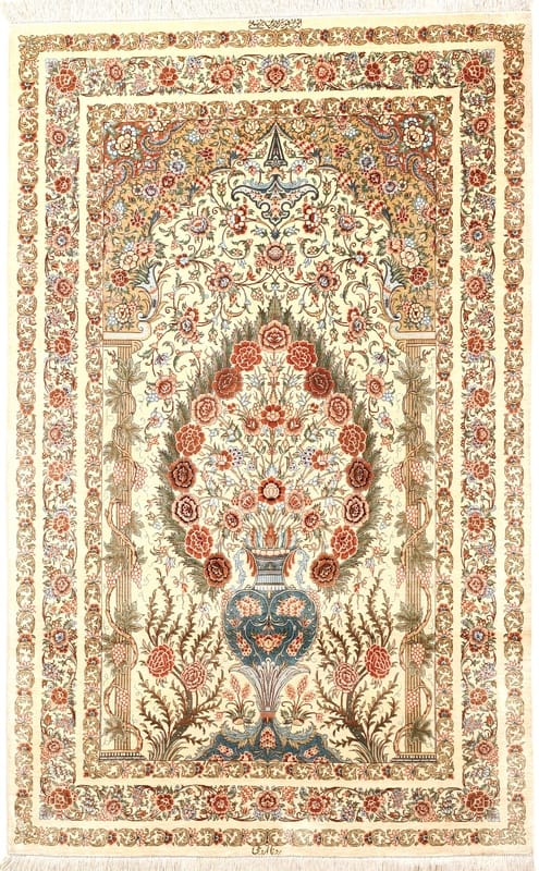 Qom by Rezaei Brothers silk carpet 160x100 - Image 1