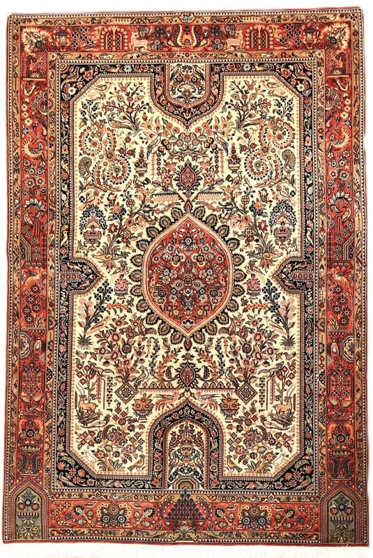 Antike Ghom  Jamshide Teppich 208x140 - Image 1