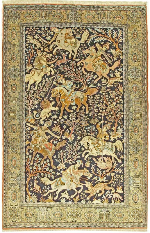 Ghom Seide Teppich 206x139 - Image 1