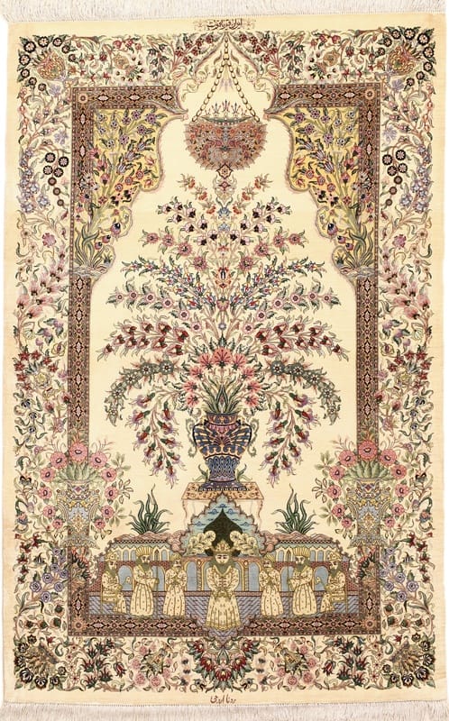 Qom by Yaqut Silk Carpet 157x101 - Image 1