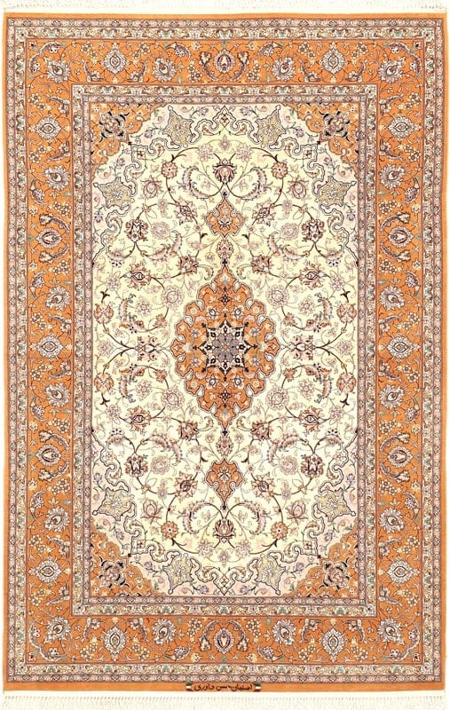 Isfahan Davari Seidenboden Seidenteppich 200x130 - Image 1