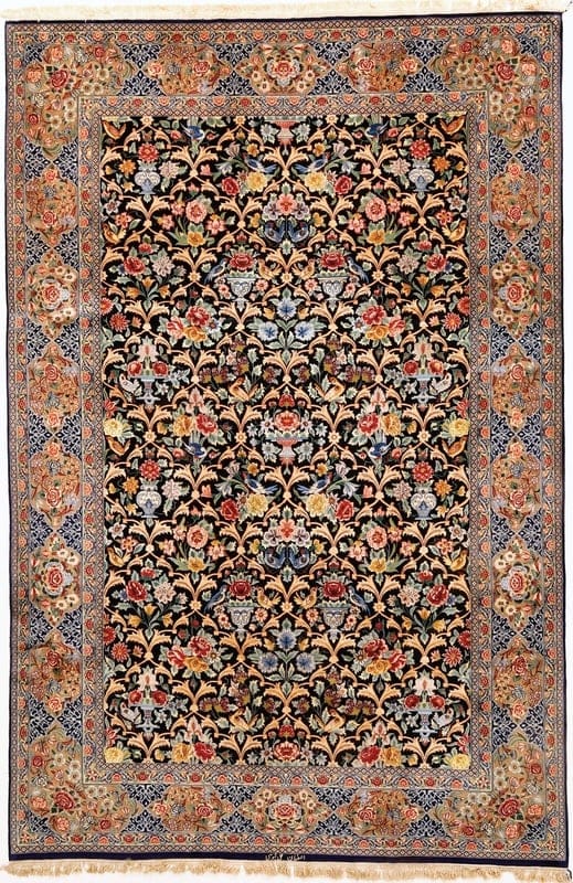 Isfahan Nabave Silknkette Carpet  298x194 - Image 1
