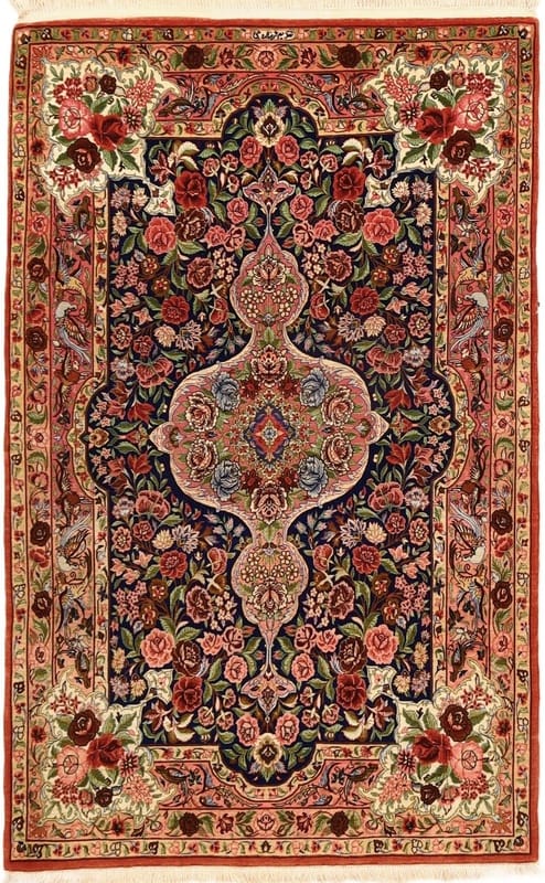 Isfahan  oruje  Silknkette Carpet  170x109 - Image 1