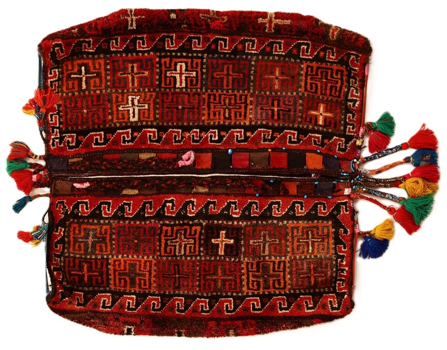 antiker Taschenkissen Ghashghai Teppich 138x127 - Image 1