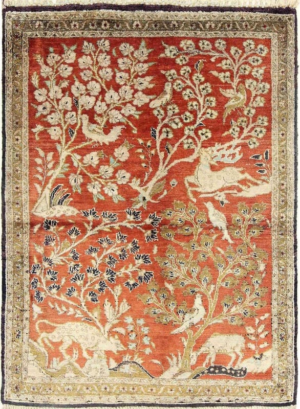Ghom Seide Teppich 75x56 - Image 1