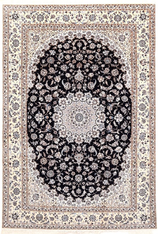 Nain 6La carpet – dark blue handwoven 293x203 - Image 1