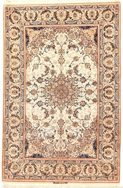 Isfahan Signed Davari Silk Warp Carpet 227x150 - Image 1