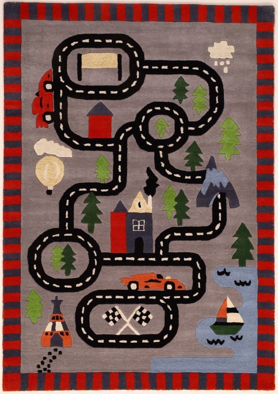 Kids Room Road Toy Car Play Design Carpet  242x170 - Image 1