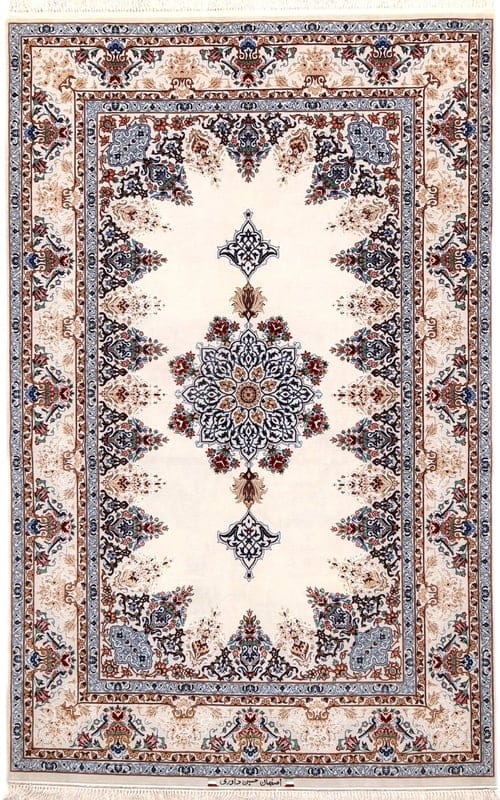 Isfahan Davari Silk Warp carpet 203x130 - Image 1