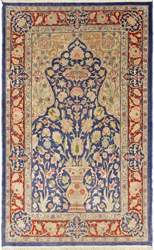 Antique Hereke Silk Carpet 110x68 - Image 1