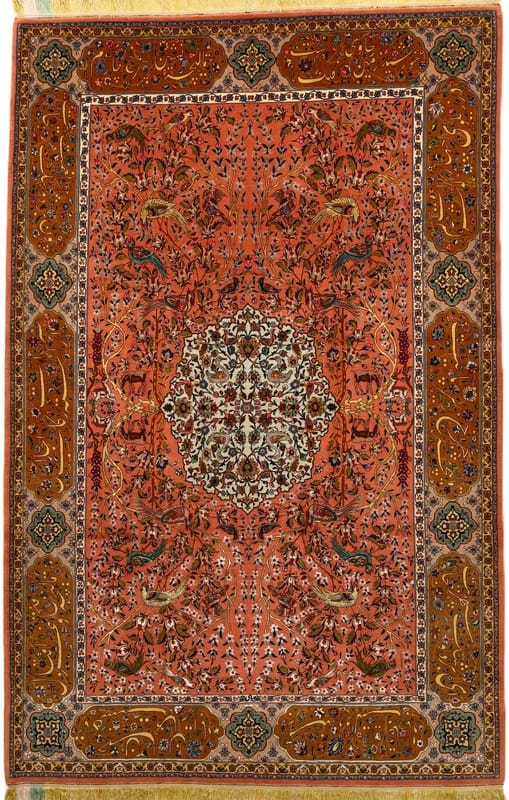 Tabriz 60 Raj silk warp carpet 315x204 - Image 1