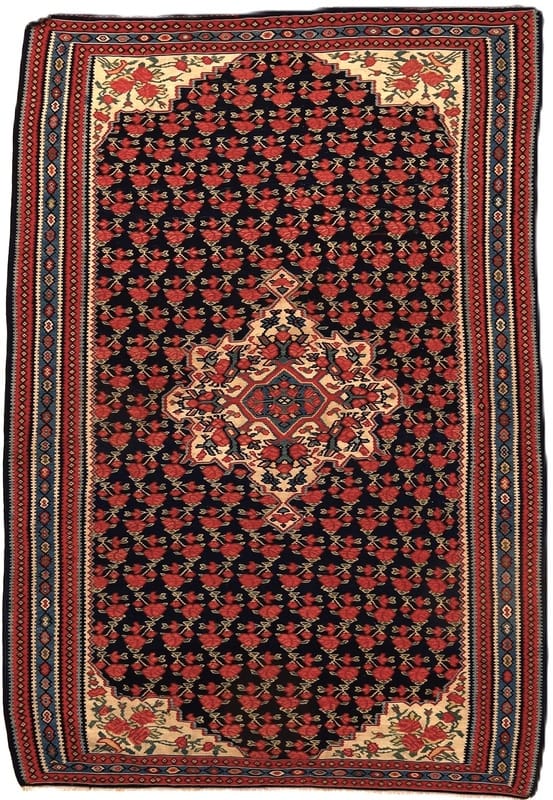 Antike Kelim Senneh Teppich 205x140 - Image 1
