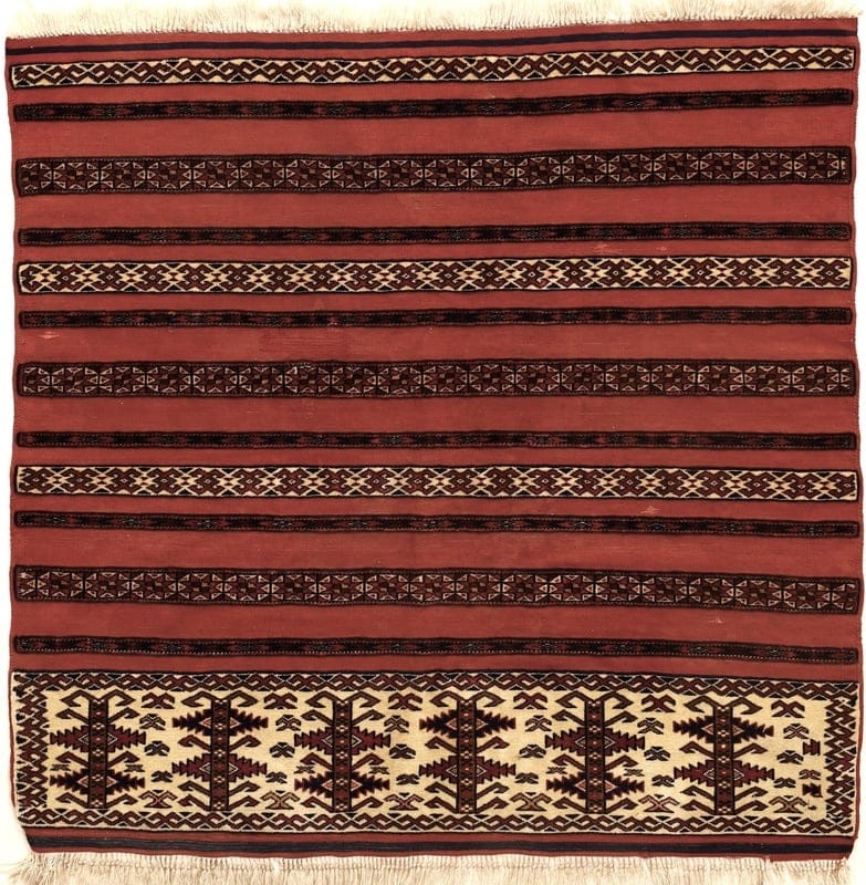 Antique Turkaman Carpet  109x105 - Image 1
