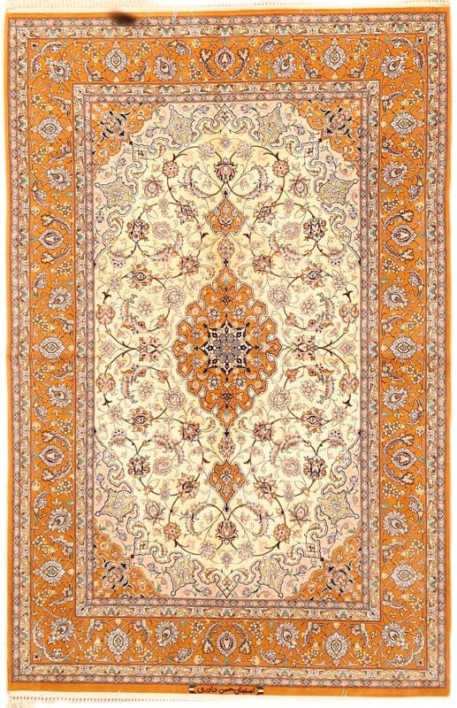 Isfahan Davari silk floor Silk carpet 200x130 - Image 1