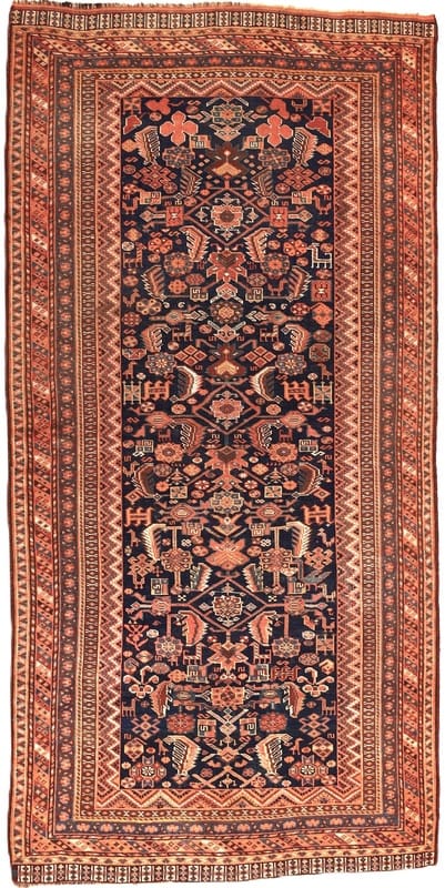 Antike Ghashghai Teppich 216x107 - Image 1