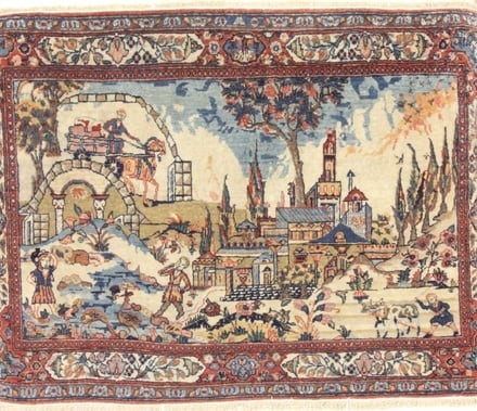 Antike Keshan Teppich 80x55