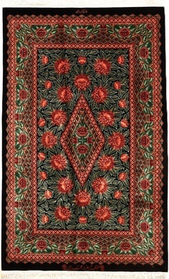 Qom Mahmoud Rajabi design silk carpet 125x78