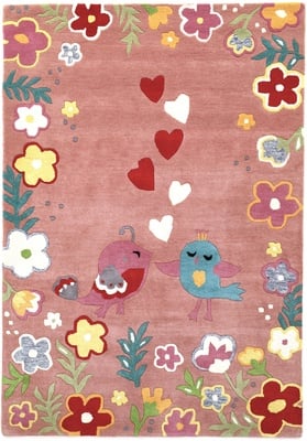 Kinderteppich Vogel Herzen Blumenzauber Design 243x169