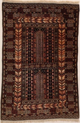 Antique Baluch Carpet 132x89