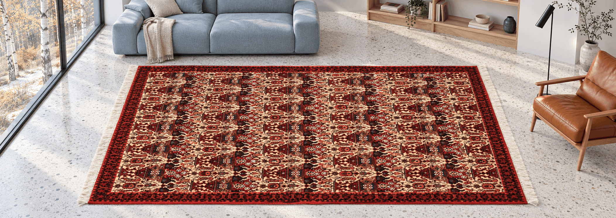 Authentic hand-knotted Abadeh Persian carpet featuring the traditional Heybatlou medallion and Morghi bird motifs