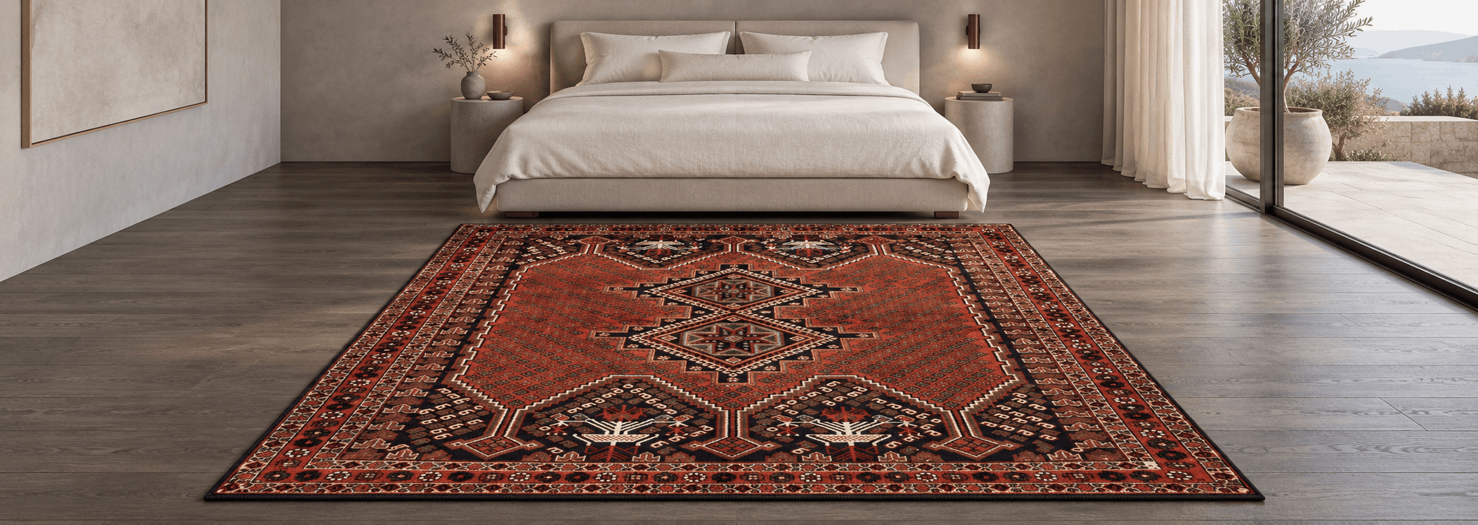 Exquisite Ardebil carpet showcasing the fine Mahi fish pattern details and botanical vegetal dyes