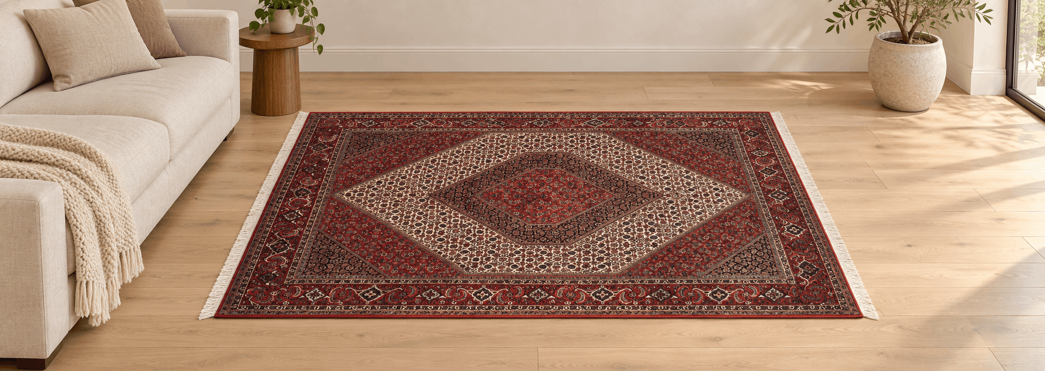 Bijar Teppich als stilvoller Blickfang im Esszimmer