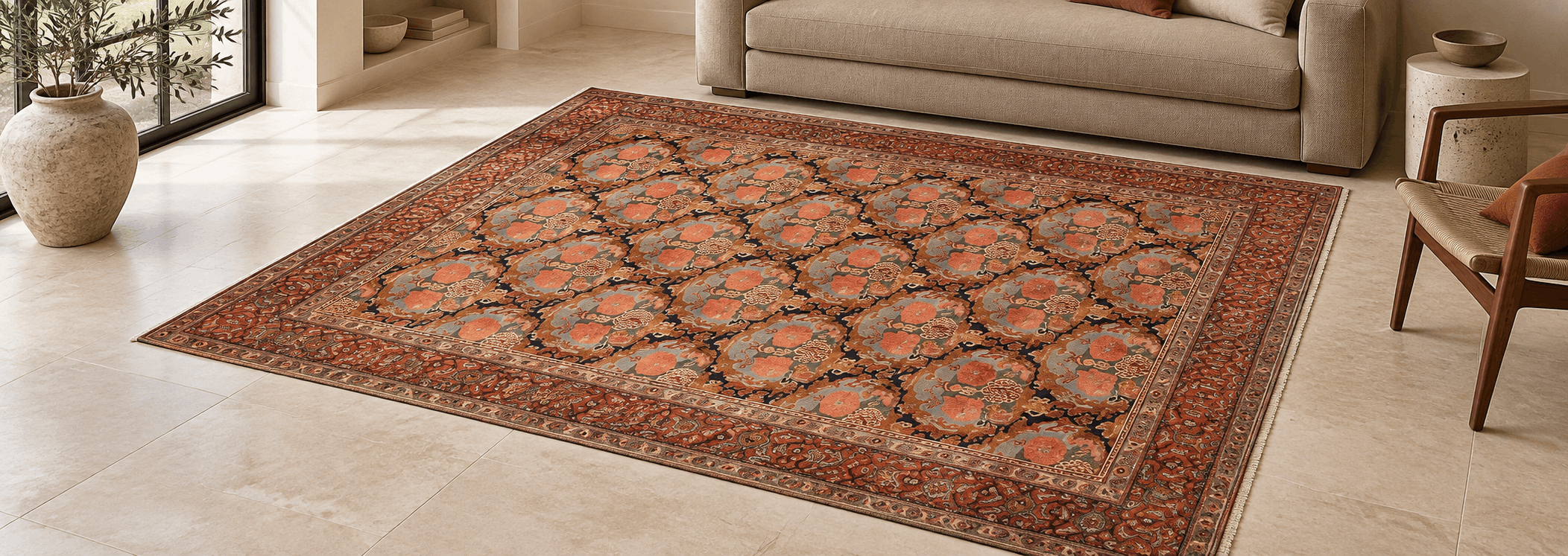 Hand-knotted authentic Persian Bijar rug with traditional medallion