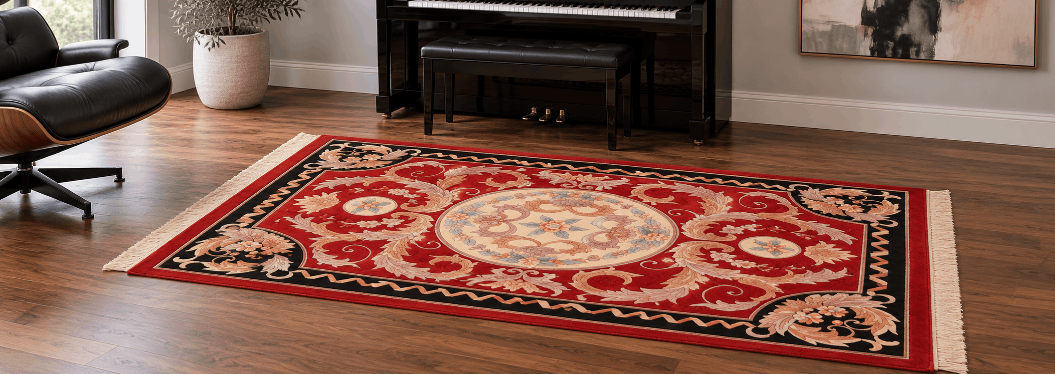 Close-up of relief-carved pile and fine knotting on a Chinese handmade rug