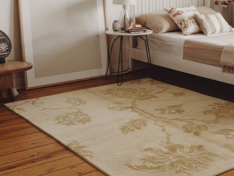 Eleganter Designer Teppich im modernen Wohnzimmer-Ambiente