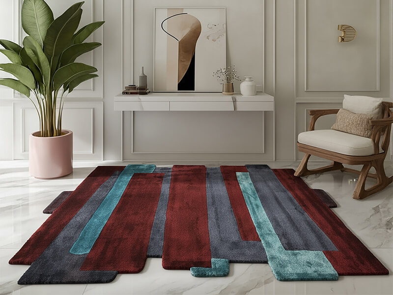 Exklusiver handgetufteter Teppich in modernem Wohnambiente