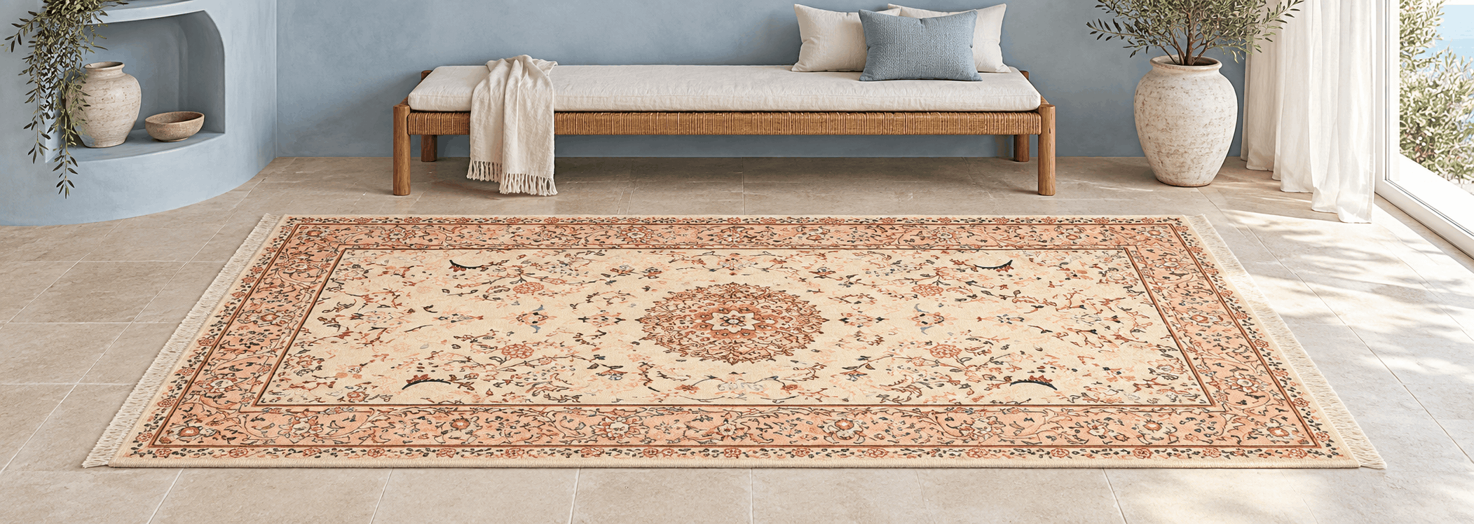 Placing a large Kashmar rug in the living room
