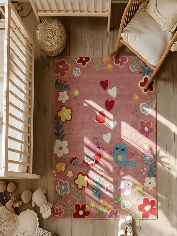 Organic wool kids room rug in a modern nursery