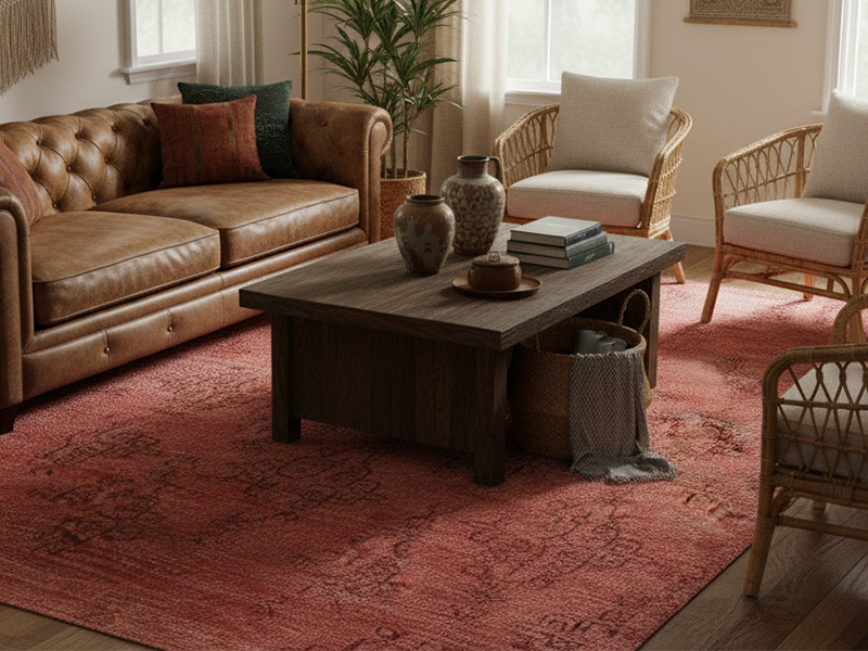 Authentic living room carpet 160x230 showcasing natural dyes