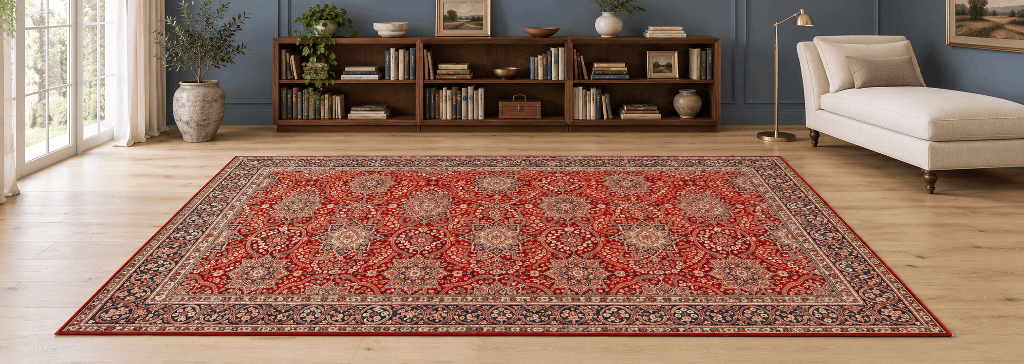 High-resolution close-up of a Moud Persian rug displaying dense Herati fish motif and delicate silk outlines