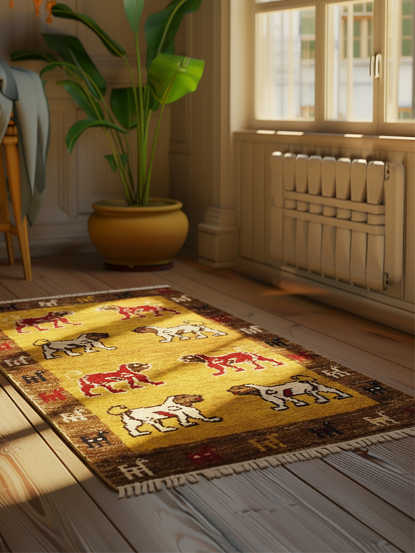 Intricate details of a Qashqai tribal rug